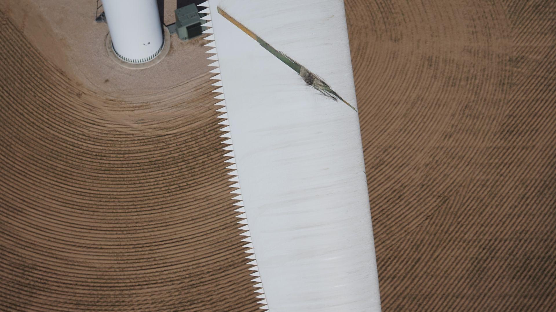 Lightning caused damage to rotor blade.