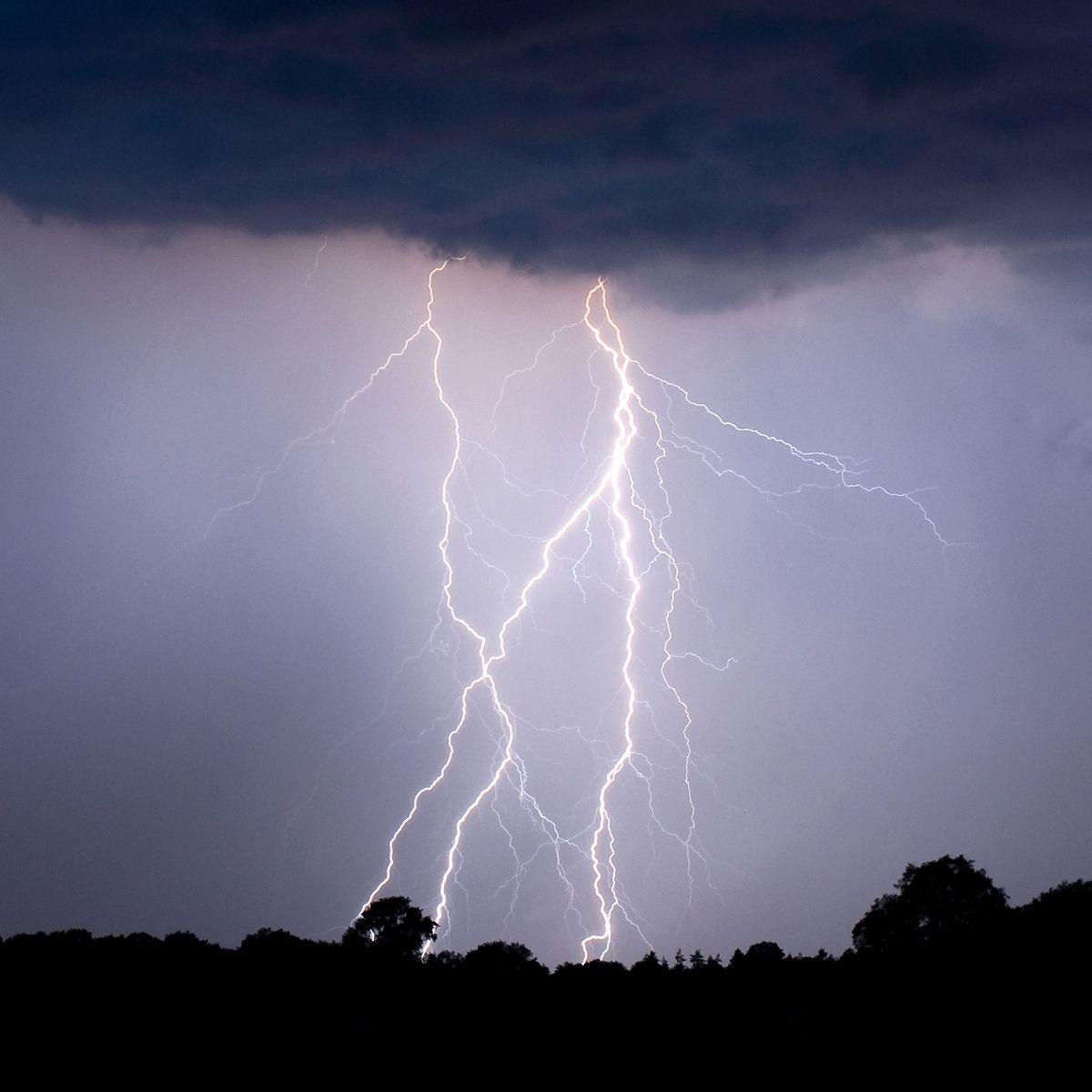 Lightning strike in winter.