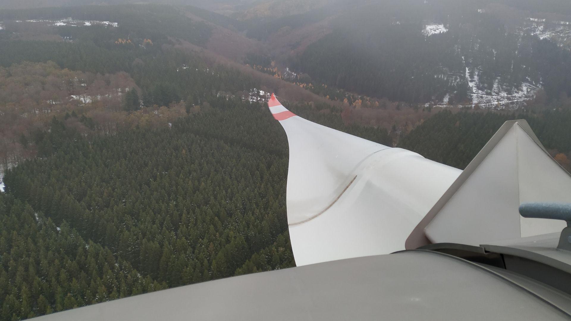 The view from a turbine down into the surrounding area.