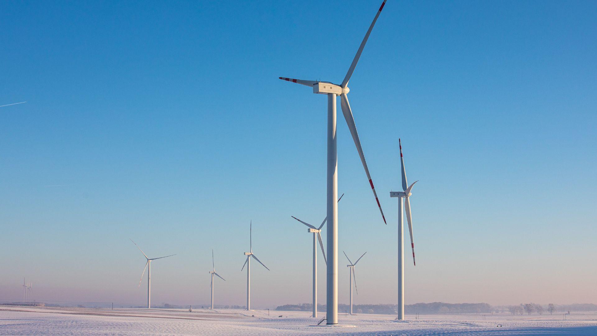 Wind farm in a winter landscape