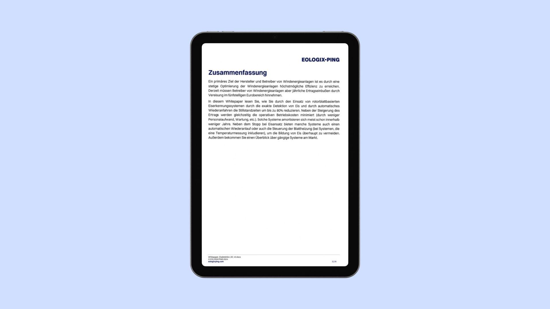 Zusammenfassung des Whitepapers Eisdetektion.