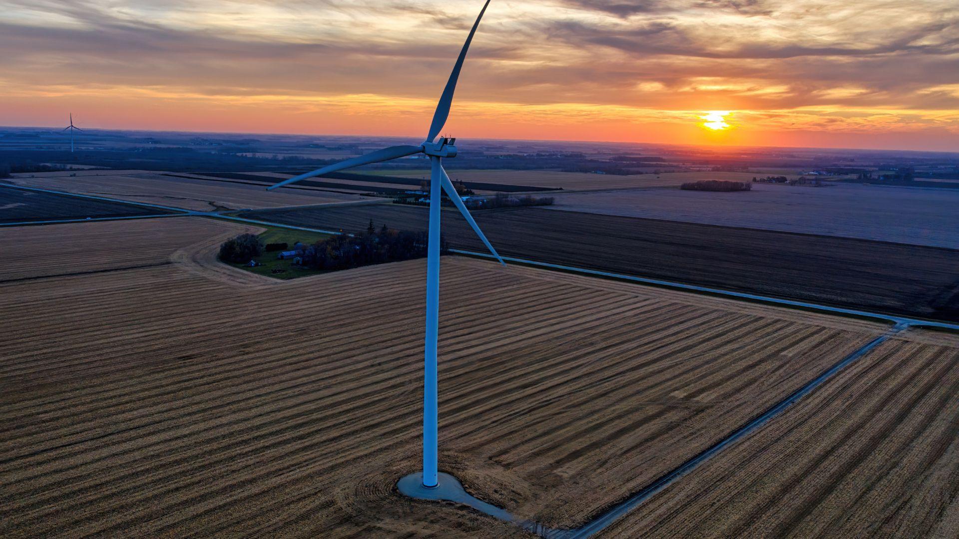 A wind turbine on a corn field. Copyright: Tom Fisk/Pexels